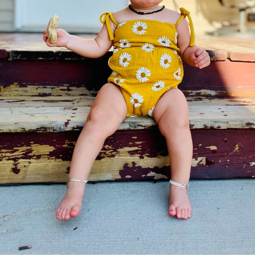 Floral Muslin Romper 12m 12 Month Flower One Piece Outfit Baby Girl